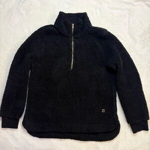 Calvin Klein Black Sherpa Quarter-Zip Pullover - S 🖤